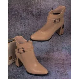 Women Pointed-Toe Ankle-Length Boots with Zip Closure