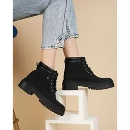 Women Lace-Up Ankle-Length Boots