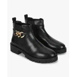 Women Ankle-Length Boots with Metallic Accent