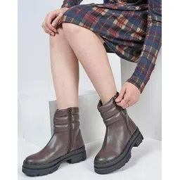 Women Ankle-Length Block Heeled Boots
