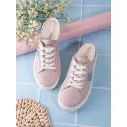 DressBerry Women Pink & White Comfort Insole Mule Sneakers