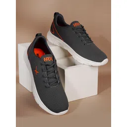 HRX by Hrithik Roshan Men Grey & White Flyknit Mesh Marking Running Shoes