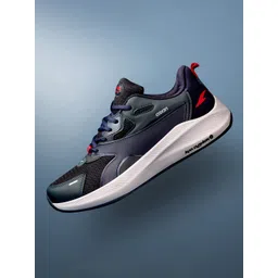 ASIAN Men Navy Blue Mesh Non-Marking Lace-up Running Sport Shoes