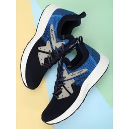 Allen Cooper Men Navy Blue Mesh Running Non-Marking Shoes