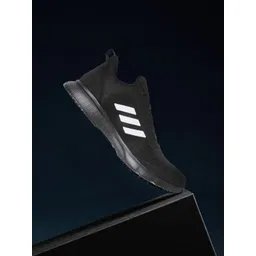 ADIDAS Men Black & White Adi Rush Woven Design Running Shoes
