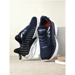 The Roadster Lifestyle Co. Men Navy Blue & White Flyknit Textile Running Shoes