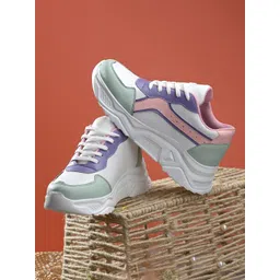 Roadster Women White Colourblocked Synthetic Leather Casual Sneakers