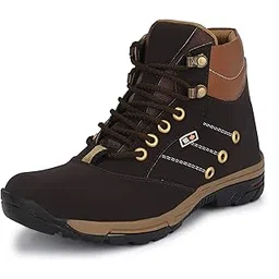 Mens Solid-X Black Brown Leatherette High Ankle Length Tough Casual Long Boots