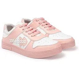 Lace-Up Sneakers Lightweight White Pink Casual Suede Velvet Sneakers for Women/Girls