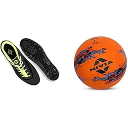 Nivia Airstrike Football Stud for Kids (Black) UK-4 Storm | Size 5 (Orange)