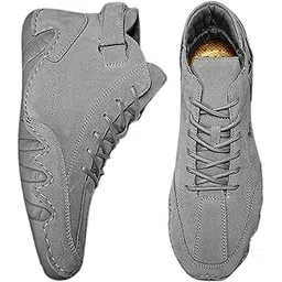 Deebeck Explorer Wide: Extra-wide Designed Barefoot Ankle Boots for Outdoor, Biking & Commuting Men's Suede Velcro Leather Casual Sneakers Vol-2