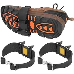 Crampons, 1 Pair Black 4 Teeth Antiââ‚¬â€˜Slip Crampons for Hiking Boots Elastic for Winter Outdoor Activities