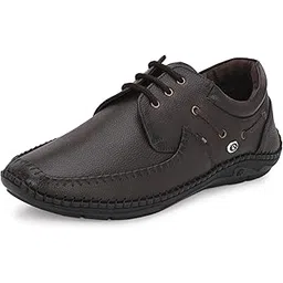 Men's Brown Leather Lace-Up Casual Shoes