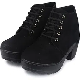 Stylish Boot-MSD Heel Shoes for Women (Euro38, Black)