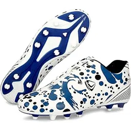 Men’s Football Stud Shoes – White-Red | Lightweight Soccer Cleats for Men | Synthetic Upper, TPU Sole | Durable Grip Sports Shoes for Football