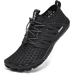Water Shoes Quick Dry Barefoot Beach Aqua Sport Swim Surf Pool Hiking Diving Walking for Men Women, Wz114-black, 11 Women/10 Men