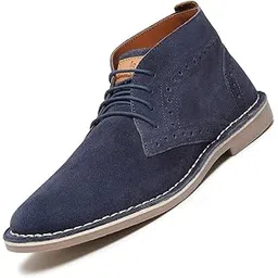 Chukka Boots for Men| Suede Leather Boots for Men| High Ankle Casual Boot | Casual Office & Trekking Shoes | Hiking Boots for Men | Stitch Down Desert Boots |Blue [LSSDSUCKBGBU]