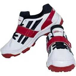 Pace White/Red Cricket Shoes Size-6 with TR-777-R Cricket Leather Ball Alum Tanned Red