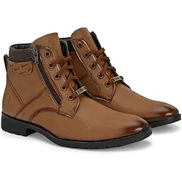 ORION Men’s Stylish Leather Boots | Lace-Up & Zipper | High Ankle Casual Boots