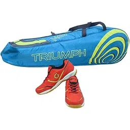Gowin Badminton Shoe Smash Red Size-6 with Triumph Badminton Bag 304 Sky/Lime