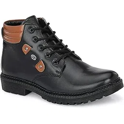 Men's Synthetic Leather Rocky Look Lace-Up High Ankle Boots