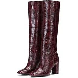 Women Croco Print Vegan Leather Knee High Boots