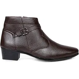 Men's 2 Inch Heel Height Increasing Formal Buckle Zipper Boots
