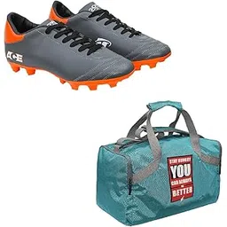Charged Sports Bag Bouclier Stay Hungry Junior Cyan With Gowin Football Shoe Ace Grey Orange Size-5
