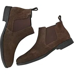 Men's Boots Italian Leather/Round Toe High Top Chelsea Boot TPR Sole/Suede Leather Casual and Semi Formal Wear/Stylish & Trending with Cushioned Footbed