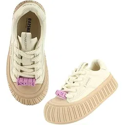 Women's Solid Round Toe Lace-Ups Sneaker Shoes