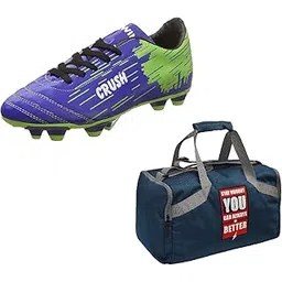 Charged Sports Bag Bouclier Follow Me Senior Grey With Gowin Football Shoe Crush Blue Green Size-5