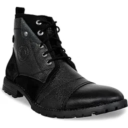 Genuine Premium Leather Luxury Memory Foam High-Top Boots Shoes For Men(ACCS-859,Black,Size-6,7,8,9,10,11)