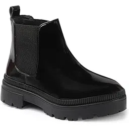 Women's Black Chelsea Boots with Chunky Sole for Office Use, Daily Use, Casual Use