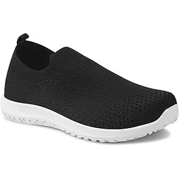 Memory Foam Women's Casual Knitted Slip-On Shoes | Comfortable Lightweight Walking Shoes for Office Travel for Girls and Ladies | Sizes 4-9