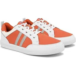 Keton White and Orange Everyday Sneaker for Women