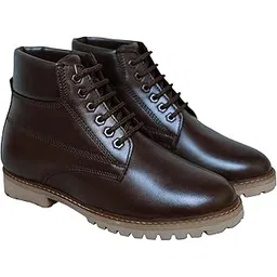 Height Increasing Brown Leather Ankle Boots for Men – 3 Inches
