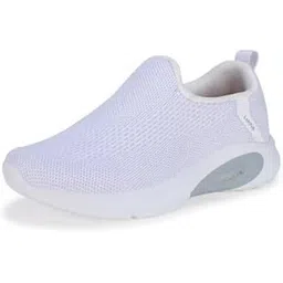Men's Slip-On Walking Shoes, Black and White, Knitted Mesh Upper, Lightweight Comfort
