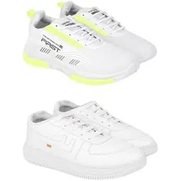 Men's Lightweight Breathable Lack-up Sports Shoes with Cushioned Sole - Combo of 2