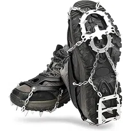 18 Spikes Tr Cleats Women Men -Slip Ice Snow Grips with Storage Pouch for Walking Hiking Fishing Mountaineering-KUAW