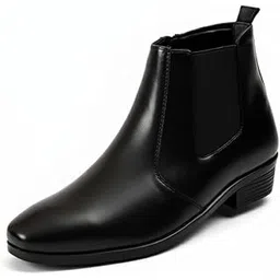 Men's Chelsea Boots, Leather, Ankle Length, Formal, Black, Memory Foam Insole, 2.5 cm Block Heel
