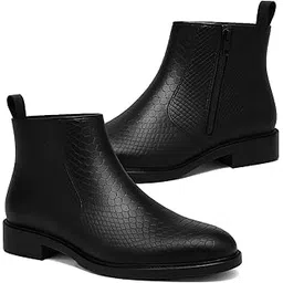 ORION-X Men's Vegan Leather Chelsea Boots – Classic Almond Toe Ankle Boots with Textured Finish | Formal & Smart Casual Boots