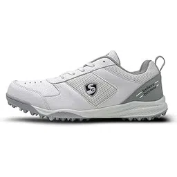 Fusion Cricket Shoe (Color: Grey & White, Size: UK11/ US12/ EU45) | for Mens & Boys | Material: Mesh & PVC | Enhanced Performance | Non-Slip Sole for Improved Durability for Stability