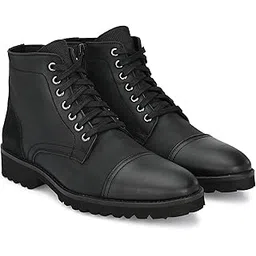 Black Mens Derby Ankle Boots