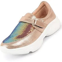 Women's Stylish Hook & Loop Sneakers for Outdoor|Embellished|Casual|Comfort|Fashion|Lightweight|Shoes with TPR Sole