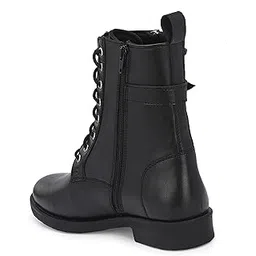 Women lace up Boots Ankle with Zip and Buckle