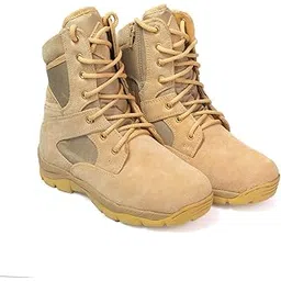 CP001 CHAIN TAN SUEDE Genuine Leather Military Men's Combat Desert Boots -High Ankle - High Top Lace Up