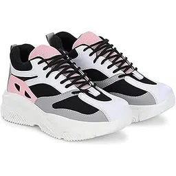 Womens Vogue Sneakers | Solid High Top Casual Lace Up Shoes | Perfect for Running & Walking