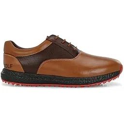 Golf Shoe | Light Weight | Waterproof | Black/Tan | Golf Shoe with Button Type LACE UP