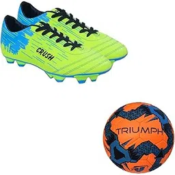 Football PVC Boss Orange with Gowin Football Shoe Crush Green Cyan Size-10