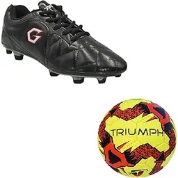 Football PVC Boss Yellow with Gowin Football Shoe Mercury Black Size-3